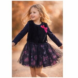 Dollie & Me‎ Girls Size 6 Long Sleeve Dress Tulle Skirt Bow Detail